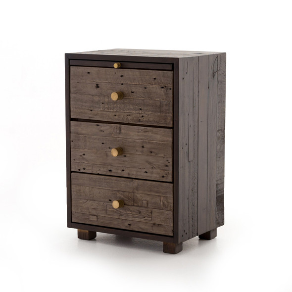 Calais 3 Drawer Nightstand in Rustic Sundried Ash