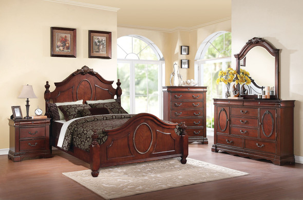 Acme Estrella Dark Cherry Queen Poster Bedroom Set