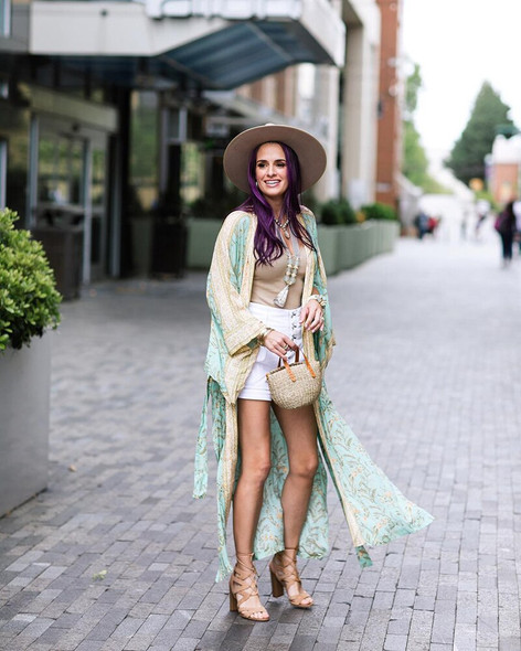 Boho Coat Kimono Print Sashes Open Stitch Batwing Sleeve Long Bohemian Tops