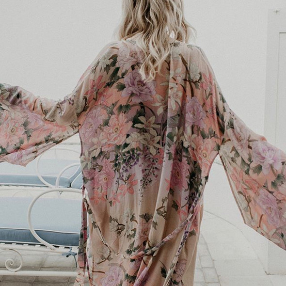 Bohemian Lily Maxi Batwing Sleeve Kimono Cardigan