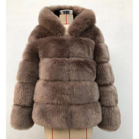 ZADORIN 2020 Winter Thick Warm Faux Fur Coat Women Plus Size Hooded Long Sleeve Faux Fur Jacket Luxury Winter Fur Coats bontjas
