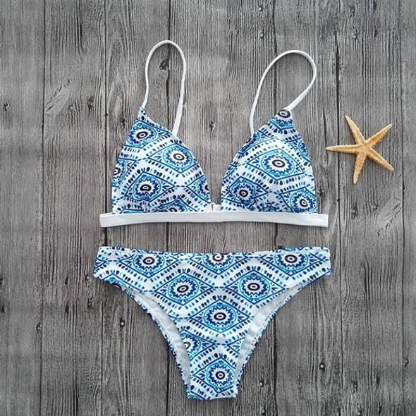 Blue Floral Crop 2-in-1 V-neck Fashion Swimwear