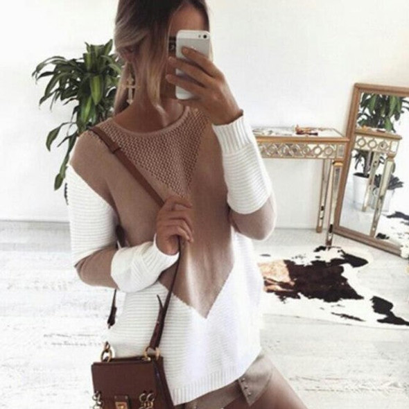 Casual White Patchwork Hollow-out Round Neck Long Sleeve Sweater