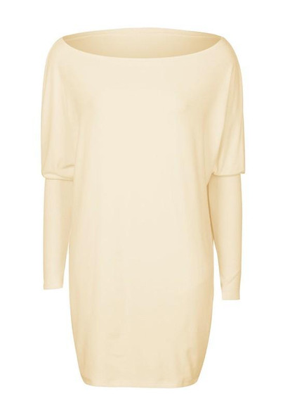 Khaki Irregular Round Neck Long Sleeve Casual T-Shirt