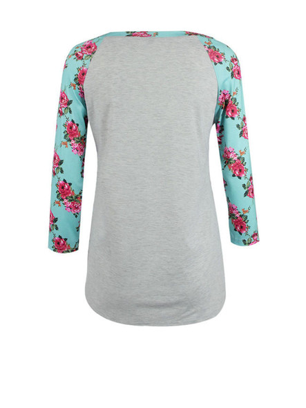 Casual Delightful Round Neck Floral Printed Plus Size Raglan Sleeve T-Shirt