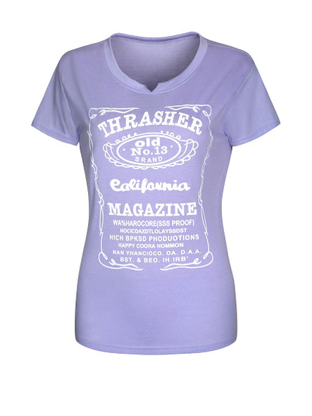 Casual Delightful Letters Printed Short Sleeve T-Shirt