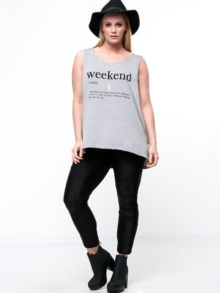 Casual Stylish Letters Printed Side-Vented Loose Plus Size T-Shirt