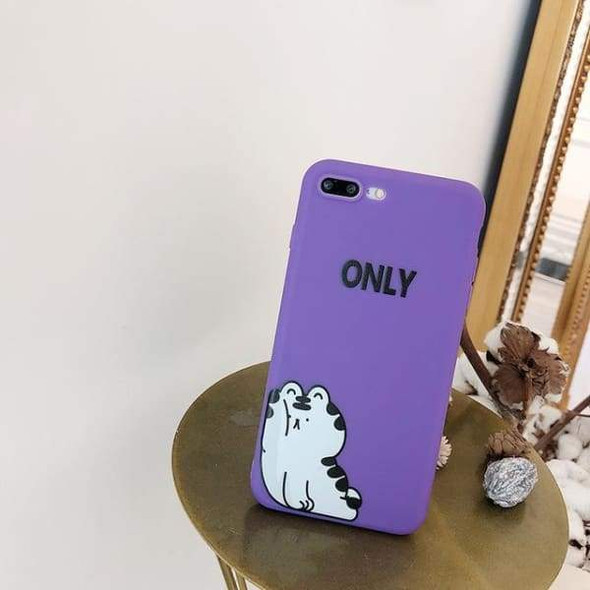 Cute Cat Purple iPhone Case Cover