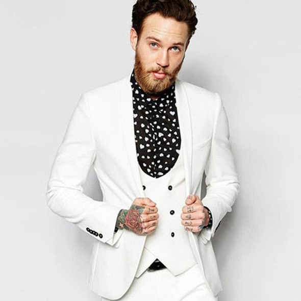 New Arrival One Button Groomsmen Peak Lapel Groom Tuxedos Men Suits Wedding/Prom Best Man Blazer ( Jacket+Pants+Vest+Tie)A94