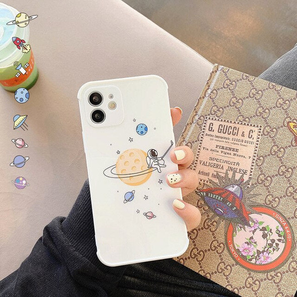 Cute Cartoon Floating Astronaut Phone Case For iPhone