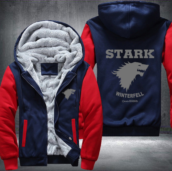 STARK winterfell game of thrones Printing Pattern Thicken Fleece Zipper Red Hoodies Jacket