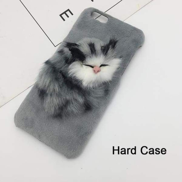 Christmas DIY Hat Cute Cat Fluffy Fur Phone Case For iPhone