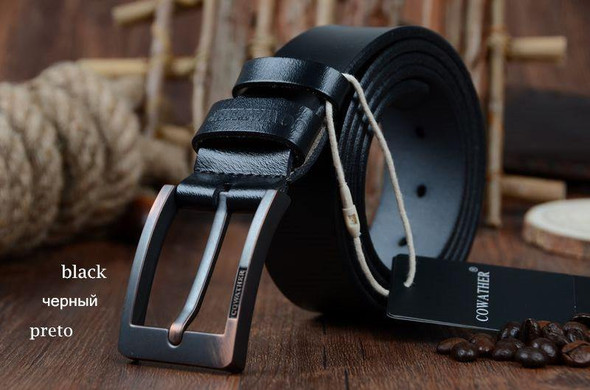 COWATHER  Newest designer belts men  cow genuine leather vintage pin buckle ceinture mens belts luxury XF003-4