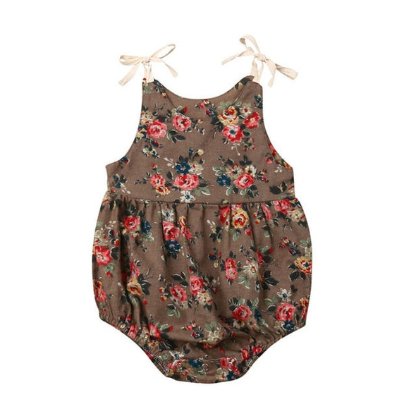 2019 fashion summer sleeveless baby girl Lace Up Floral rompers cute print O-neck newborn Infant Girls Sunsuits clothes for 0-2T