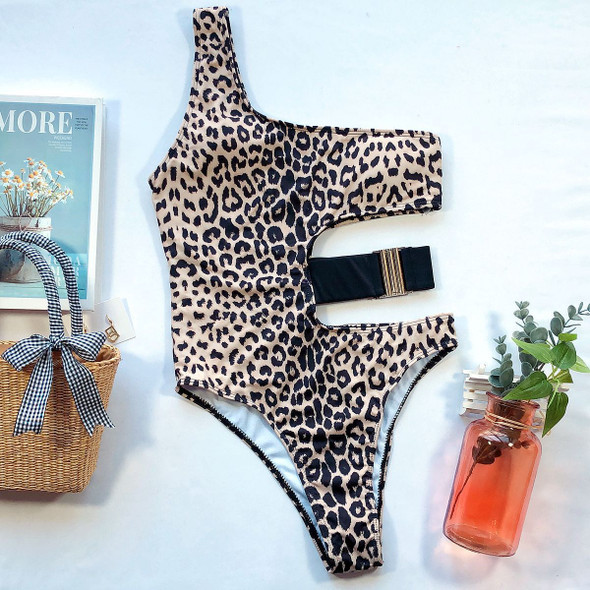 One-shoulder sexy leopard swimsuit bikini