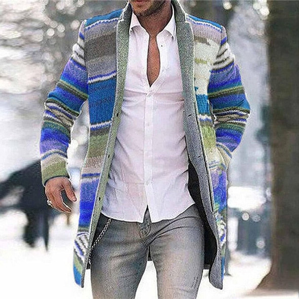 2020 Autumn Winter Warm Coat Windbreaker Mens Casual Stand Collar Long Sleeve Long Jacket Male Fashion Single Breasted Overcoat