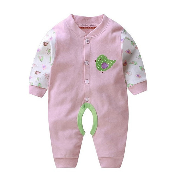 New 2020 Baby Boys Girls Rompers Autumn Long Sleeve V-neck Button Cute Cartoon Print Jumpsuit Newborn Playsuit Infant Clothing