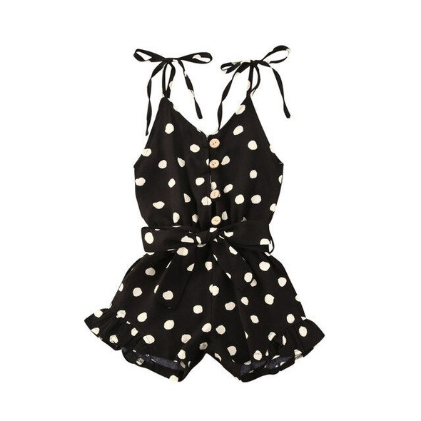 1-6Y Summer Infant Baby Girls Heart Print Rompers Overalls 4 Colors Sleeveless Button Jumpsuits Fashion Outfits