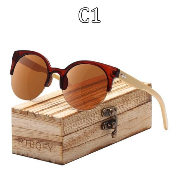 RTBOFY Wood Sunglasses for Women & Men Bamboo Frame Glasses Handmade Wooden Eyeglasses Unisex