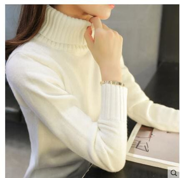 2018 New Autumn Winter Women Turtleneck Warm Sweater Knitted Femme Pull Elasticity Soft Female Long