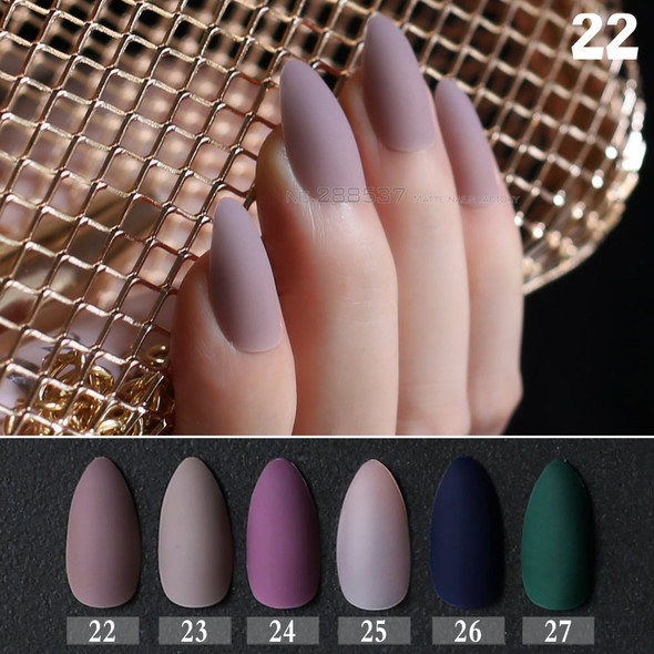 Matte False Short Pointed fake nails full cover