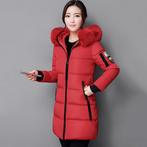 VenusFox Long Parka Hooded Jacket With Fur collar