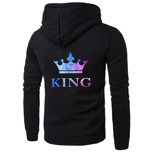 Queen and King Hoodies Lovers Couple Sweatshirt for Women and Men