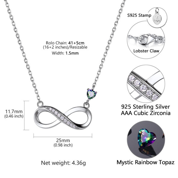 Infinity Necklace Sterling Silver | Infinity Pendant with CZ