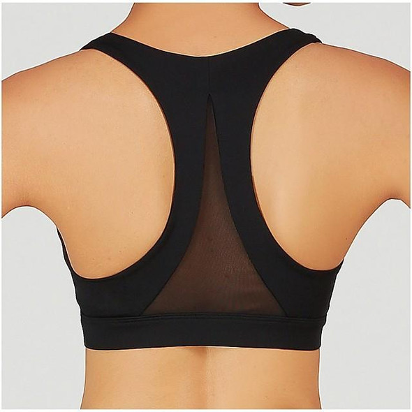 Women's Sports Bra High Support Racerback Patchwork Black Nylon Mesh Spandex Yoga Fitness Running Bra Top Sport Activewear Breathable High Impact Quick Dry Moisture Wicking Comfortable Stretchy