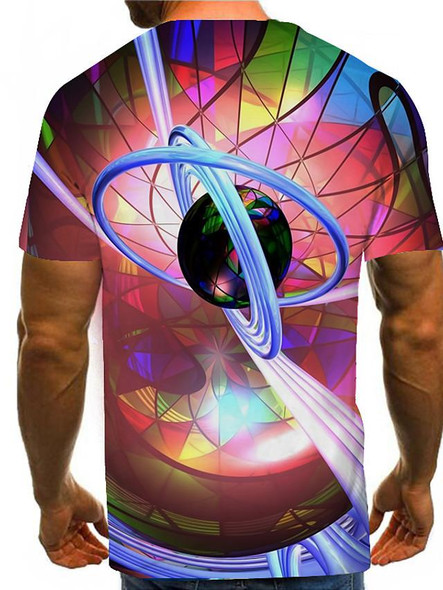 Men's Graphic 3D Plus Size T shirt Print Short Sleeve Daily Tops Streetwear Exaggerated Round Neck Rainbow