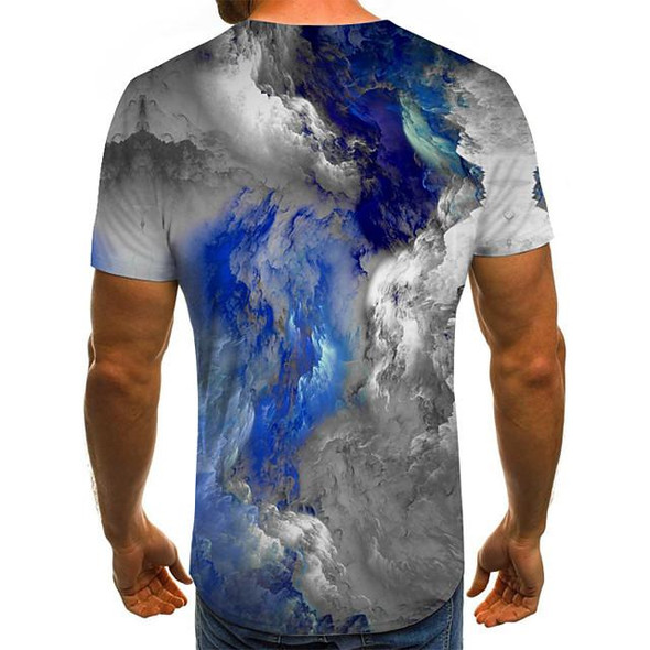 Men's 3D Graphic Plus Size T-shirt Print Short Sleeve Daily Tops Basic Exaggerated Round Neck Light gray / Sports