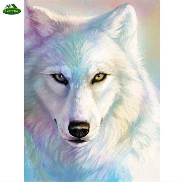 5D DIY Diamond Painting White Wolf Drawing - craft kit