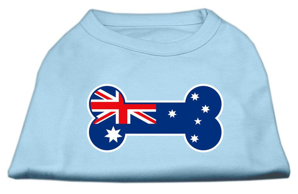 Bone Shaped Australian Flag Screen Print Shirts Baby Blue