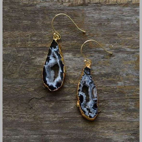 Natural Agate Druzys Drop Earring