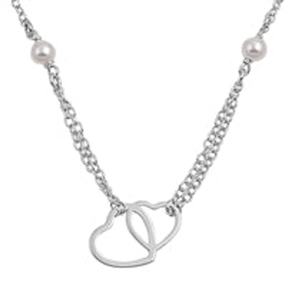 SILVER ITALIAN NECKLACE INTERLOCKING HEARTS