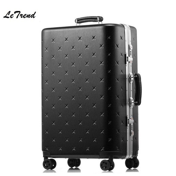 Letrend business Aluminium Frame Rolling Luggage Spinner Suitcases Wheels password Trolley 20 inch Cabin Travel Bag Trunk