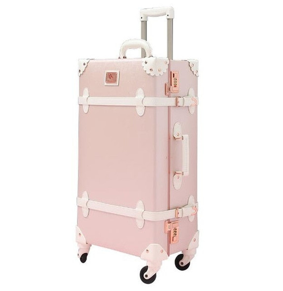 2019 Vintage Suitcase Carry On luggage Hardside Rolling Spinner Retro Style for Travel suitcase