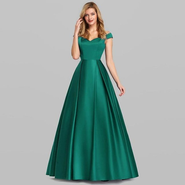 Satin Evening Dresses A-Line V-Neck Elegant Formal Long Dresses