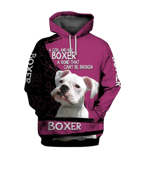 White Boxer Dog 3D Hoodie For Men & Women