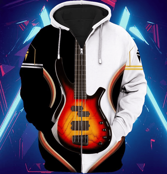 Electric Guitar Style 3D Printed Music Lovers Zipper Hoodie