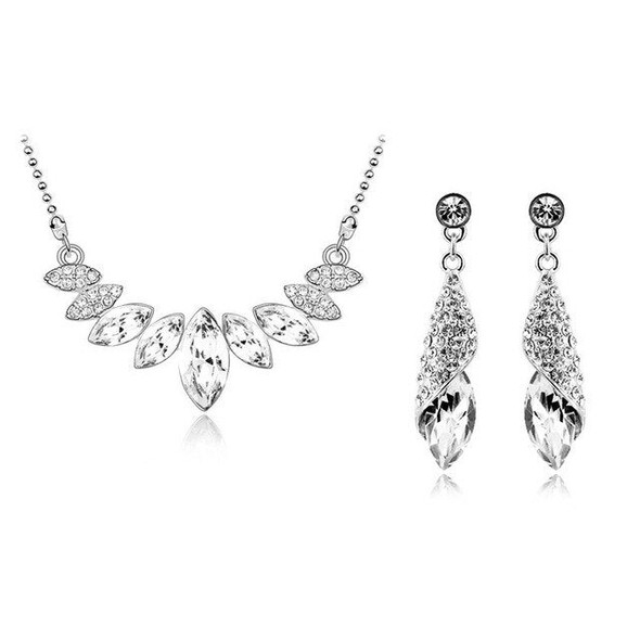 Austrian Marquise Crystal Necklace & Earrings Fashion Wedding Jewelry Set