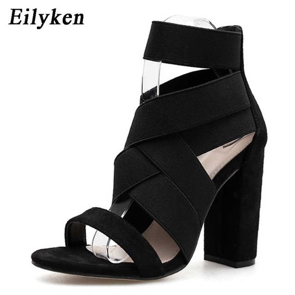 Eilyken Fashion Stretch Fabric Women Sandals Sewing Ankle-Wrap  Super  High Heels Shoes Fashion Summer Ladies Party Pumps Shoes