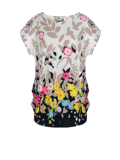 Casual Floral Leaf Printed Round Neck Plus Size T-Shirt