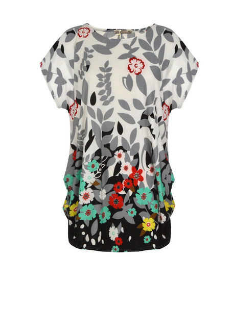 Casual Floral Leaf Printed Round Neck Plus Size T-Shirt