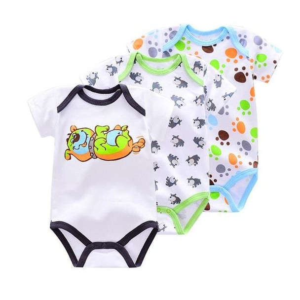 3 Pieces/lot Brand Summer Baby Boys Romper Animal style Short Sleeve cotton infant rompers Jumpsuit