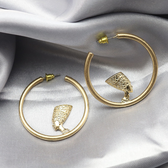 Queen Nefertiti Hoop Earrings