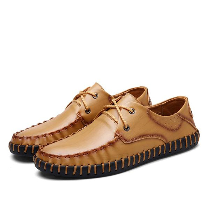 DXKZMCM Men Casual Shoes Genuine Leather Lace On Manual suture Driving Shoes Men Moccasins Loafers