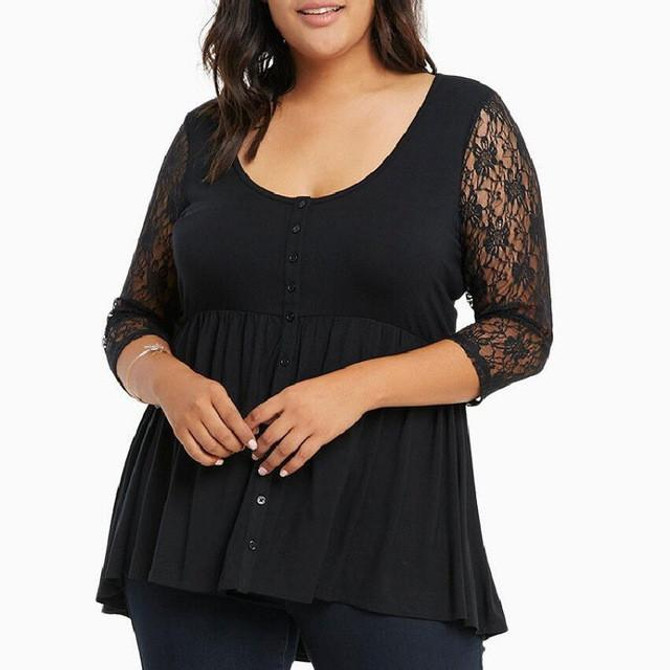 5XL 6XL Large Size 2017 Spring Summer Lace Shirt  Big Size Casual Blue Black Blouses Shirt  Blusas Tops Plus Size Women Clothing