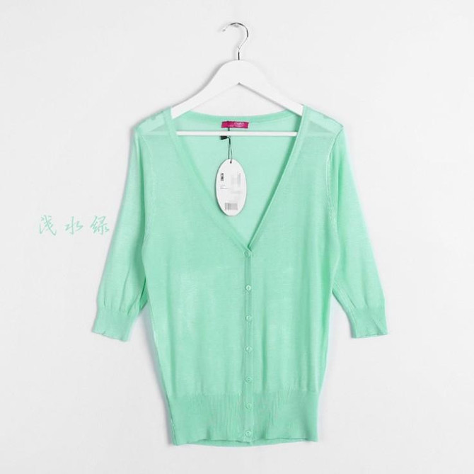 18 Candy Colors Autumn Summer Spring Women V-Neck Knitted Casual Loose Sweaters Cardigans Lady Knitting Outwear