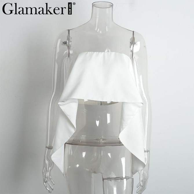 Glamaker ruffle white blouse shirt Women tops tees sexy off the shoulder crop top Summer beach casul cool blouse blusas